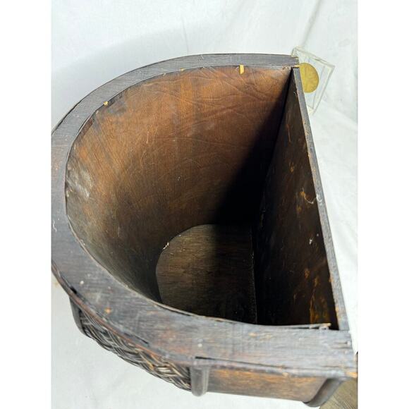 Vintage Wood & Weave Panel Decorative wall Planter - Picture 7 of 10